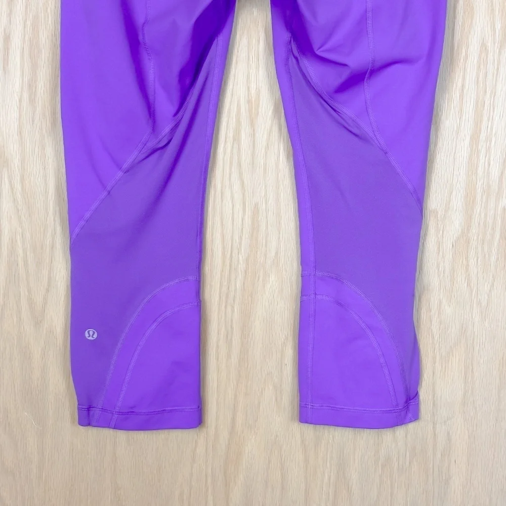 Lululemon Run Inspire Crop II Size 10 Leggings Twiggy Power Purple Aquamarine